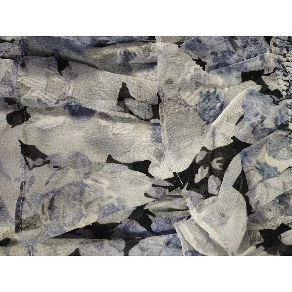LoveShackFancy Blue Floral Smocked Ruffle Mini Skirt‎ XS New With Tags